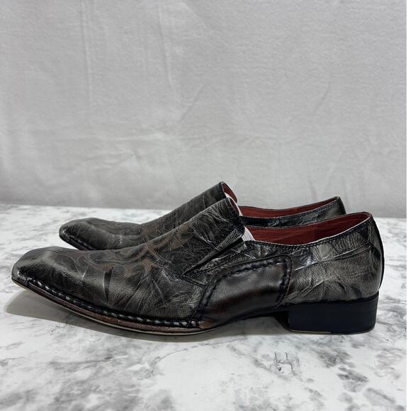 Robert Wayne Beam Mens Square Toe Dress Shoes 10 Distressed Leather Brown Loafer - Picture 5 of 12